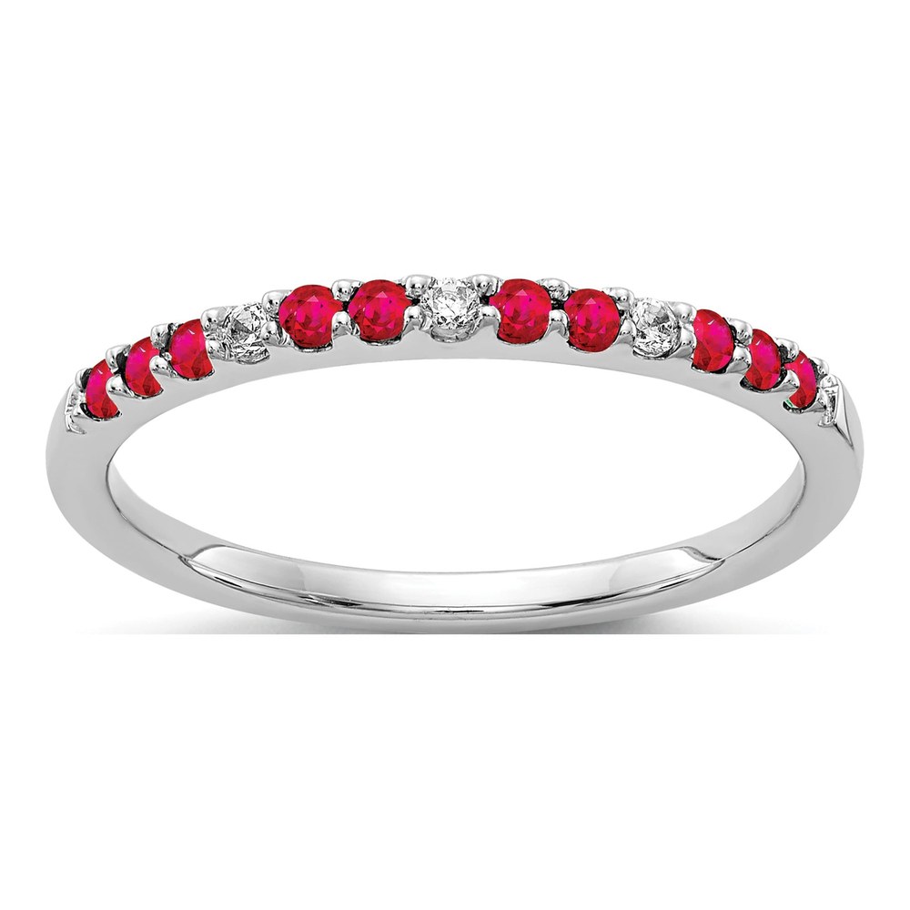 14K White Gold 1/20 ct tw Ruby & Diamond Ring