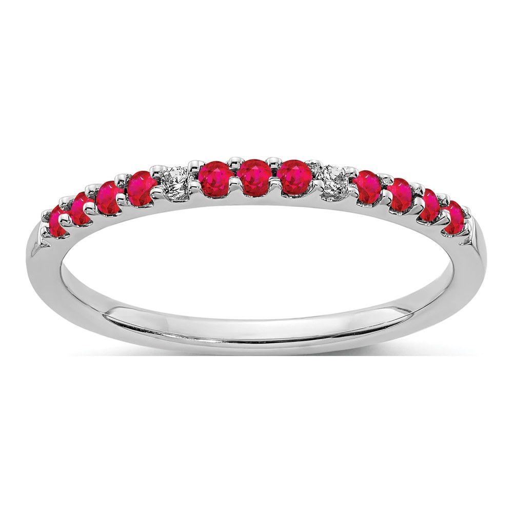 14K White Gold Ruby & Diamond Ring