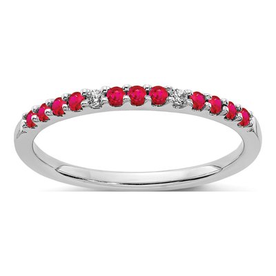 14K White Gold Ruby & Diamond Ring