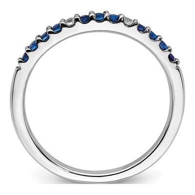 14K White Gold Diamond & Blue Sapphire Band Ring – view 3