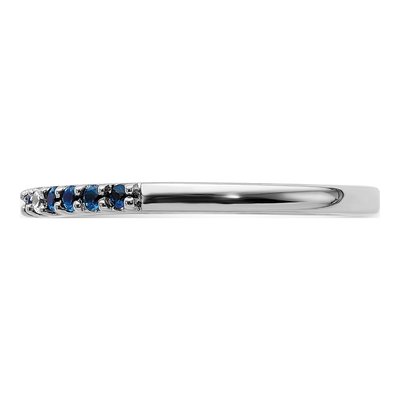 14K White Gold Diamond & Blue Sapphire Band Ring – view 4