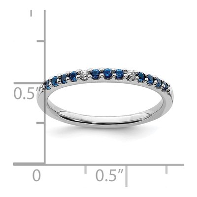 14K White Gold Diamond & Blue Sapphire Band Ring – view 5