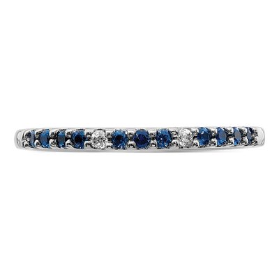14K White Gold Diamond & Blue Sapphire Band Ring – view 6