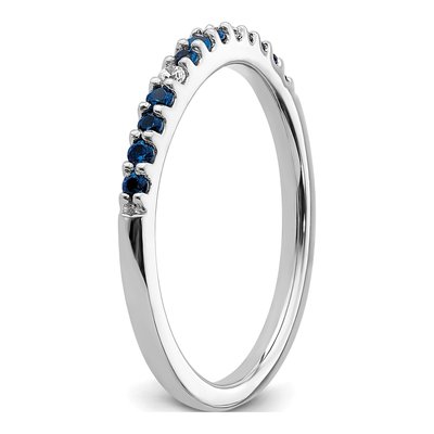 14K White Gold Diamond & Blue Sapphire Band Ring – view 8