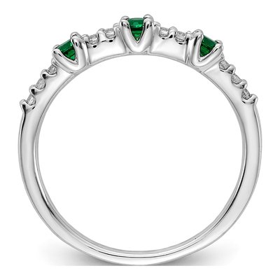 14K White Gold 1/10 ct tw Emerald & Diamond 3-Stone Ring – view 3