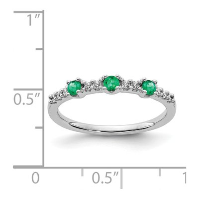 14K White Gold 1/10 ct tw Emerald & Diamond 3-Stone Ring – view 4