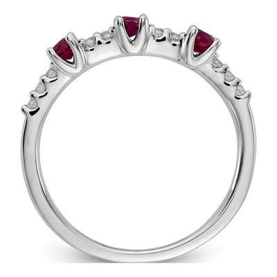 14K White Gold 1/10 ct tw Ruby & Diamond 3-Stone Ring – view 3
