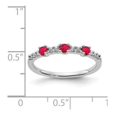 14K White Gold 1/10 ct tw Ruby & Diamond 3-Stone Ring – view 4