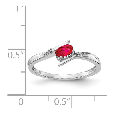 14K White Gold Ruby & Diamond Oval Bypass Ring – view 2
