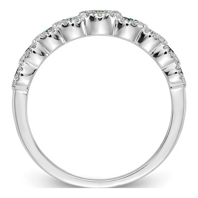 14K White Gold 1/4 ct tw Emerald & Diamond Graduated Ring – view 2