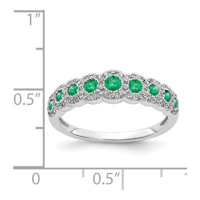 14K White Gold 1/4 ct tw Emerald & Diamond Graduated Ring – view 3