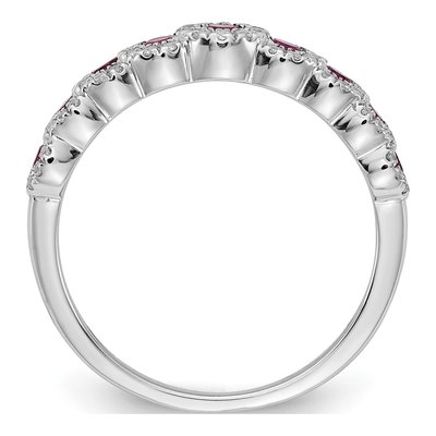 14K White Gold 1/4 ct tw Ruby & Diamond Graduated Ring – view 3