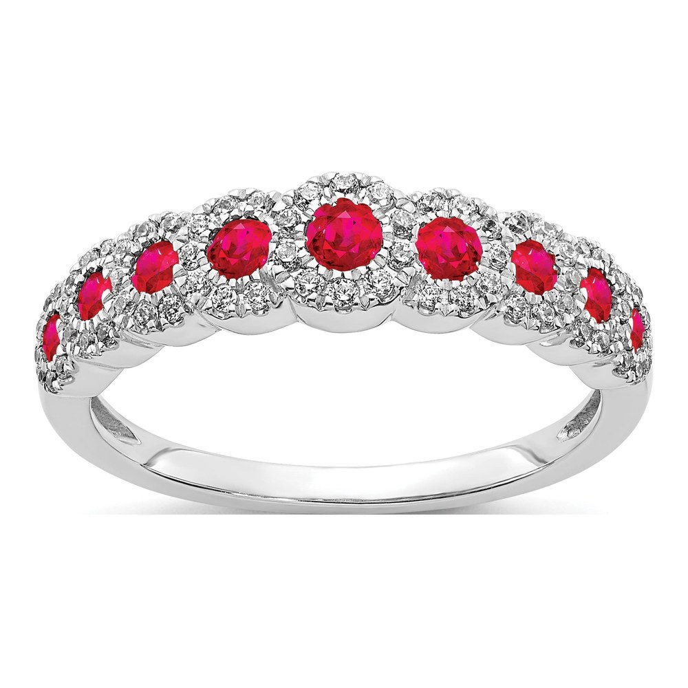 14K White Gold 1/4 ct tw Ruby & Diamond Graduated Ring