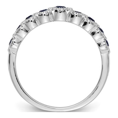 14K White Gold 1/4 ct tw Sapphire & Diamond Graduated Ring – view 3