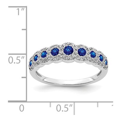 14K White Gold 1/4 ct tw Sapphire & Diamond Graduated Ring – view 4