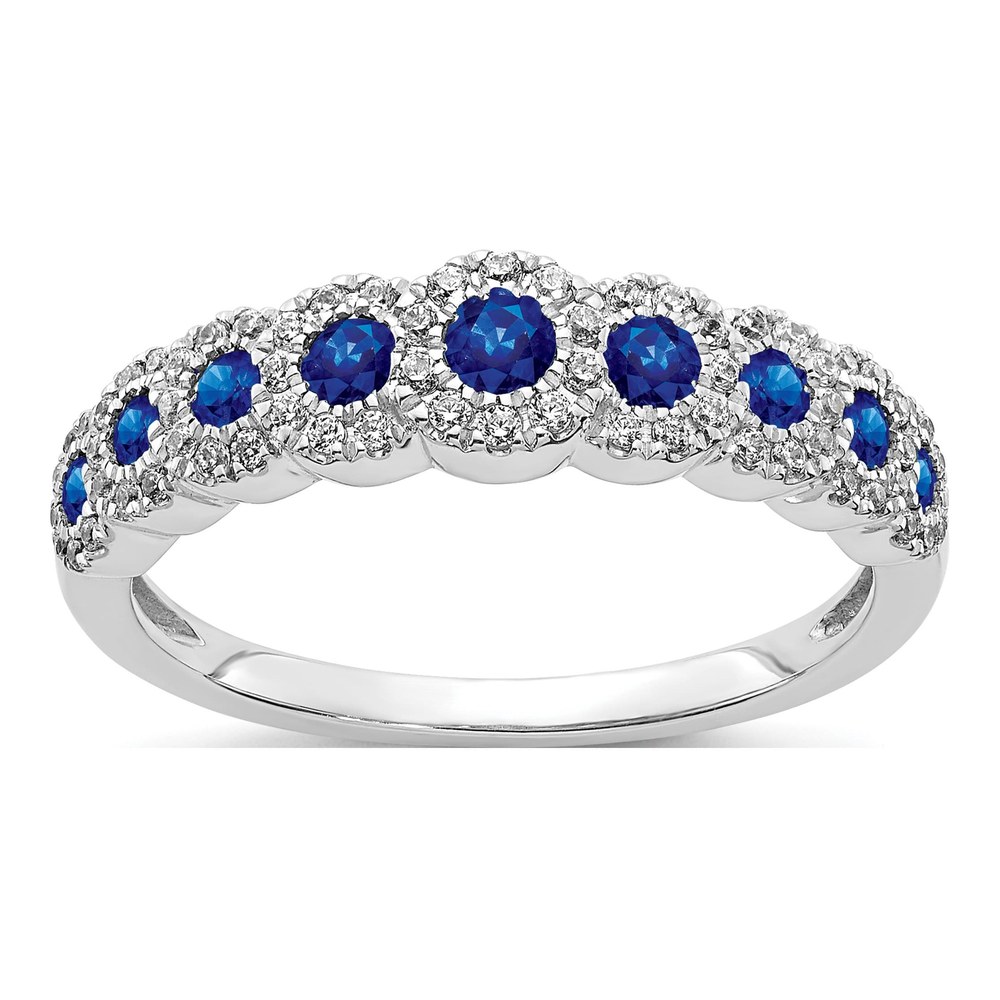 14K White Gold 1/4 ct tw Sapphire & Diamond Graduated Ring