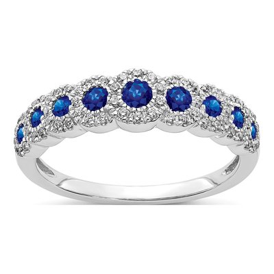 14K White Gold 1/4 ct tw Sapphire & Diamond Graduated Ring