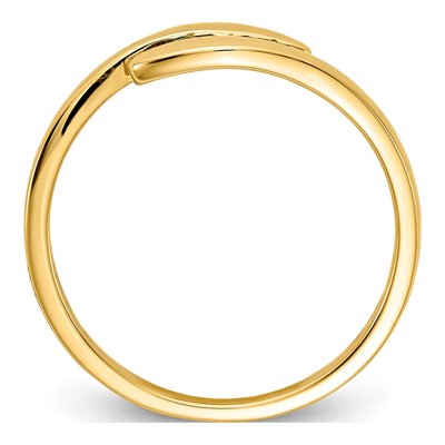 14K Yellow Gold Emerald & Diamond Bypass Ring – view 3
