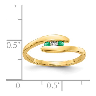 14K Yellow Gold Emerald & Diamond Bypass Ring – view 4
