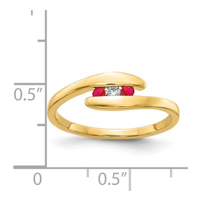 14K Yellow Gold Ruby & Diamond Bypass Ring – view 5