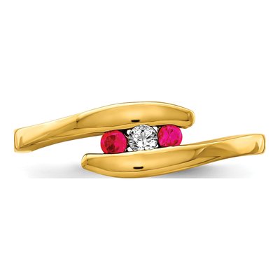 14K Yellow Gold Ruby & Diamond Bypass Ring – view 6