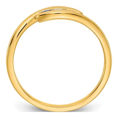 14K Yellow Gold Sapphire & Diamond Bypass Ring – view 2