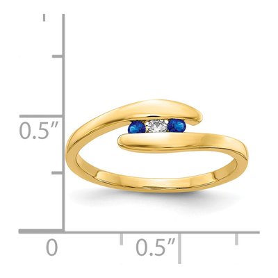 14K Yellow Gold Sapphire & Diamond Bypass Ring – view 3