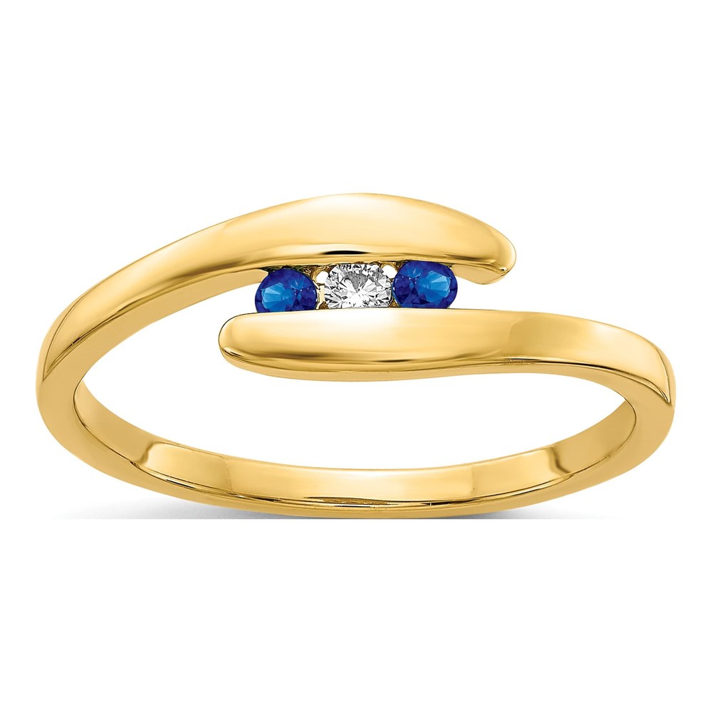 14K Yellow Gold Sapphire & Diamond Bypass Ring