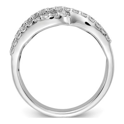 14K White Gold 5/8 ct tw Emerald & Diamond Bypass Ring – view 3
