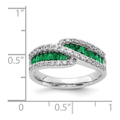 14K White Gold 5/8 ct tw Emerald & Diamond Bypass Ring – view 4