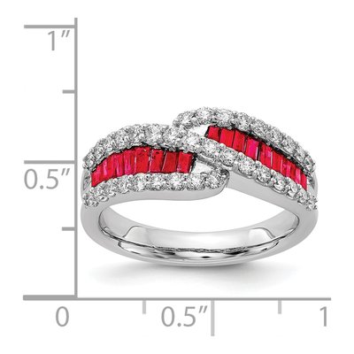 14K White Gold 5/8 ct tw Ruby & Diamond Bypass Ring – view 3