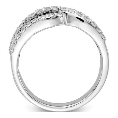 14K White Gold 5/8 ct tw Sapphire & Diamond Baguette Bypass Ring – view 2