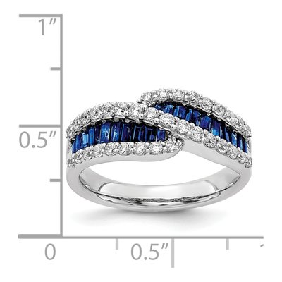 14K White Gold 5/8 ct tw Sapphire & Diamond Baguette Bypass Ring – view 3