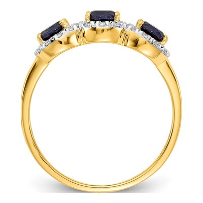 14K Yellow Gold 1/8 ct tw Sapphire & Diamond 3-Stone Ring – view 2