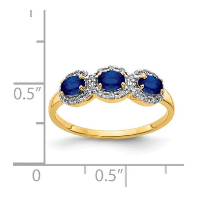 14K Yellow Gold 1/8 ct tw Sapphire & Diamond 3-Stone Ring – view 3