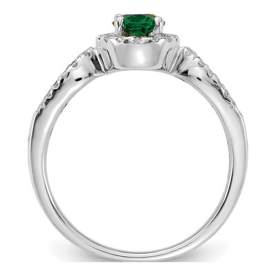14K White Gold 1/3 ct tw Emerald & Diamond Oval Halo Ring – view 2