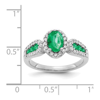 14K White Gold 1/3 ct tw Emerald & Diamond Oval Halo Ring – view 3
