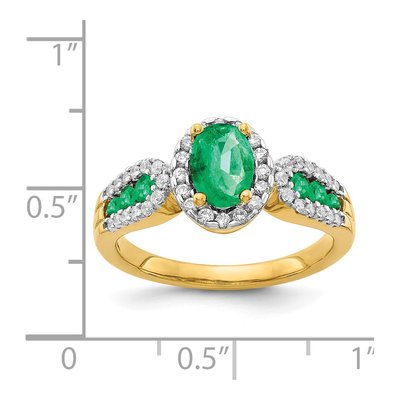 14K Yellow Gold 1/3 ct tw Emerald & Diamond Oval Halo Ring – view 3