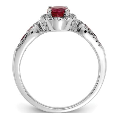 14K White Gold 1/3 ct tw Ruby & Diamond Oval Halo Ring – view 3