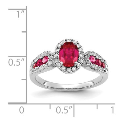 14K White Gold 1/3 ct tw Ruby & Diamond Oval Halo Ring – view 4