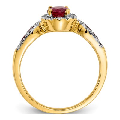 14K Yellow Gold 1/3 ct tw Ruby & Diamond Oval Halo Ring – view 2
