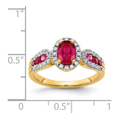 14K Yellow Gold 1/3 ct tw Ruby & Diamond Oval Halo Ring – view 3