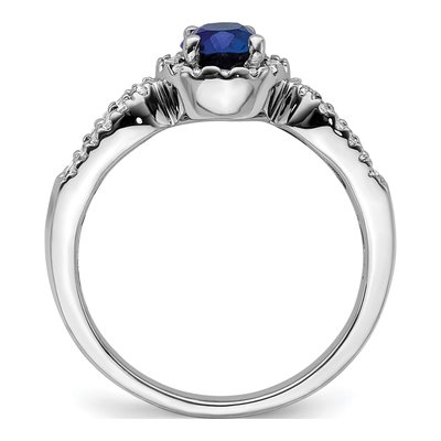 14K White Gold 1/3 ct tw Sapphire & Diamond Halo Ring – view 3