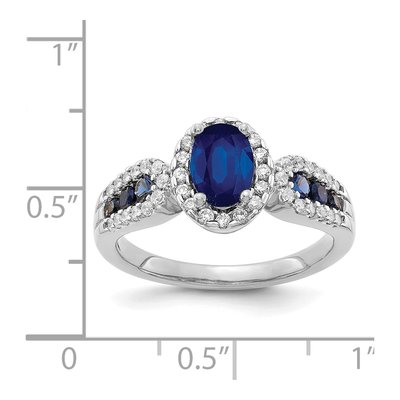 14K White Gold 1/3 ct tw Sapphire & Diamond Halo Ring – view 4