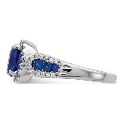 14K White Gold 1/3 ct tw Sapphire & Diamond Halo Ring – view 5