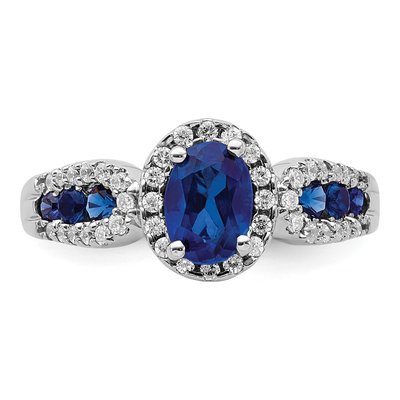 14K White Gold 1/3 ct tw Sapphire & Diamond Halo Ring – view 6
