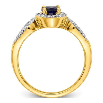 14K Yellow Gold 1/3 ct tw Sapphire & Diamond Oval Halo Ring – view 2