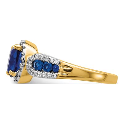 14K Yellow Gold 1/3 ct tw Sapphire & Diamond Oval Halo Ring – view 3