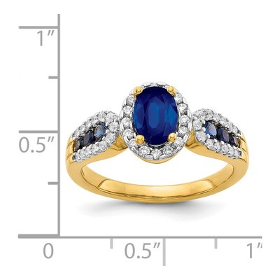 14K Yellow Gold 1/3 ct tw Sapphire & Diamond Oval Halo Ring – view 4