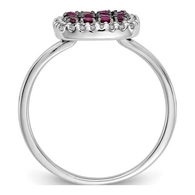 14K White Gold 1/6 ct tw Ruby & Diamond Cluster Ring – view 3